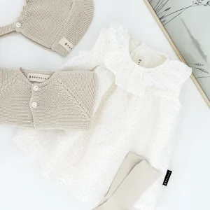 Vestido tirantes Motitas beige