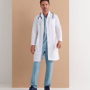 Bata Sanitaria Tejido Combinado Corchete Oculto Regular Fit
