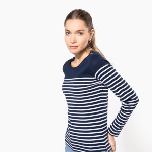 Camiseta marinera de manga larga de mujer