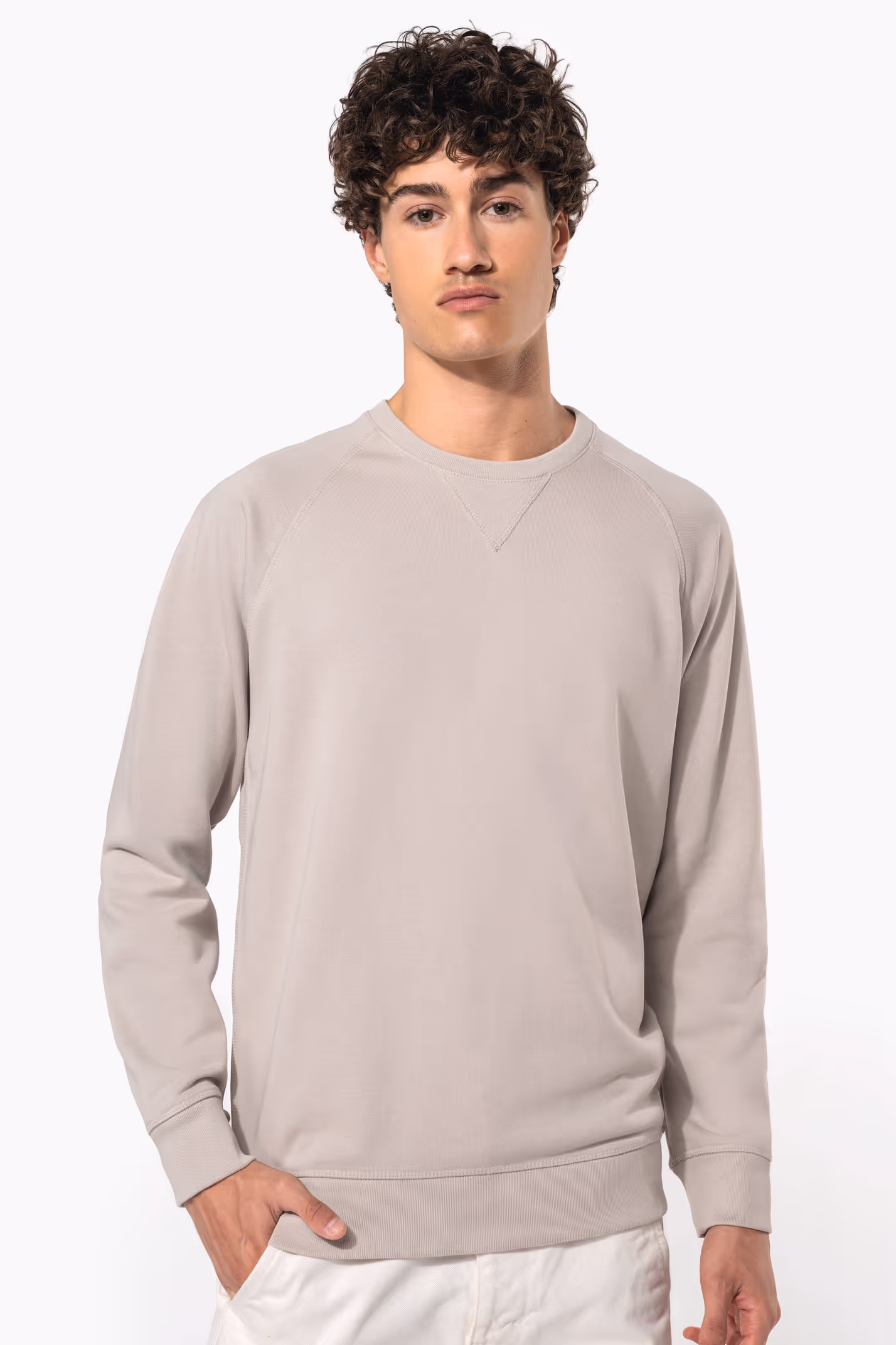 Sudadera algodón orgánico con cuello redondo y mangas raglán Hombre