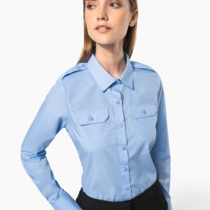 Camisa piloto manga larga mujer