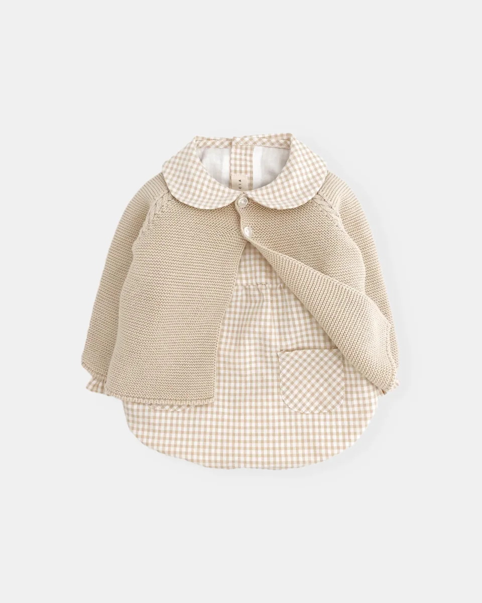 Pelele vichy beige - Imagen 4