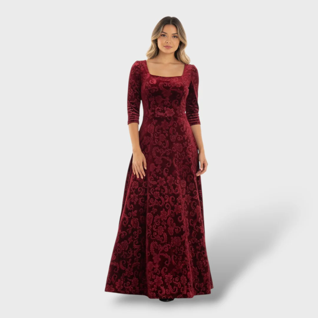 Vestido Maxi Floral Cuello Cuadrado Elegante - Imagen 2