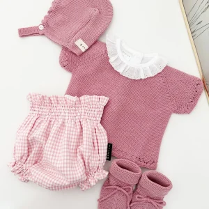 Conjunto manga corta rosa palo (3 prendas)