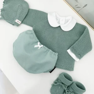Conjunto manga larga verde mint (3 prendas)
