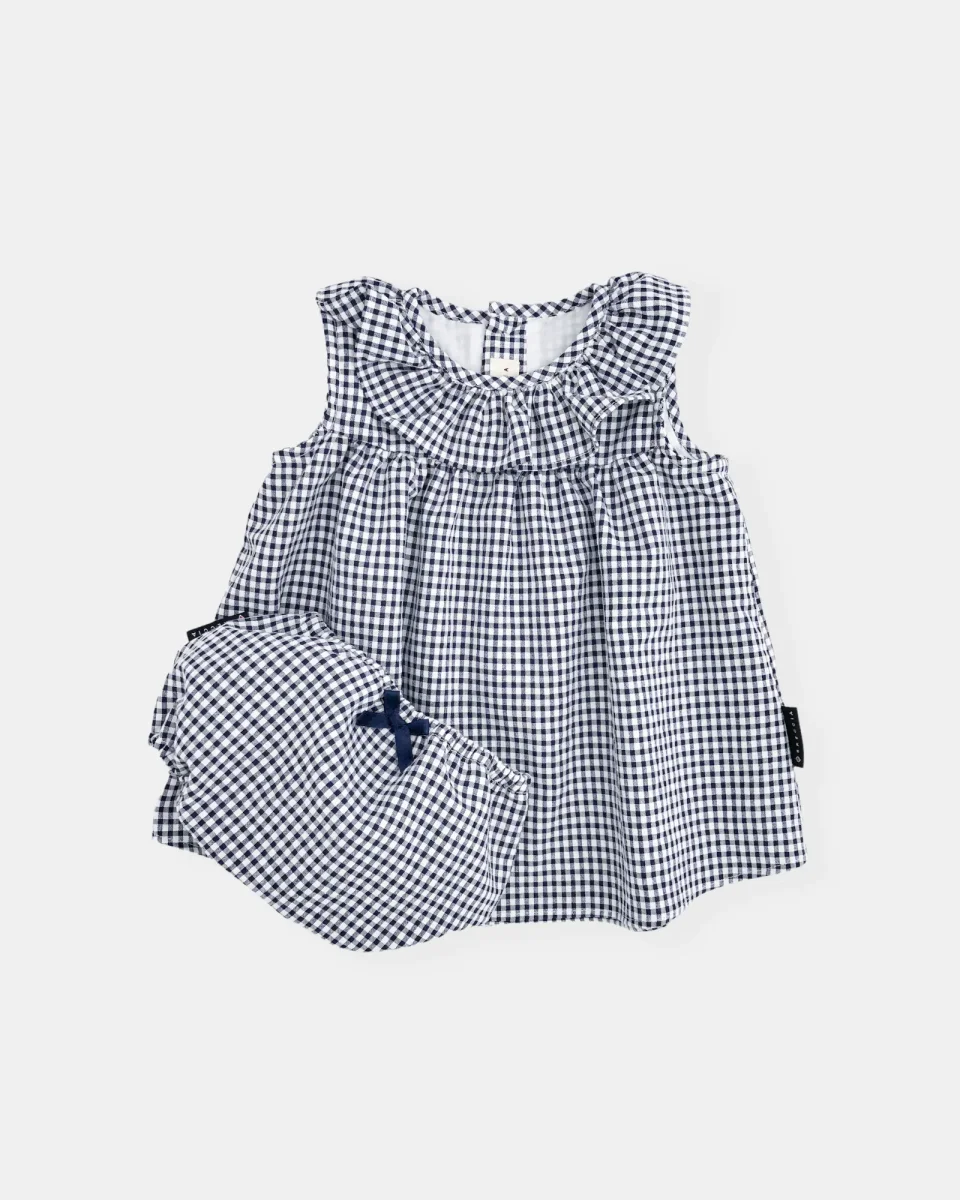 Vestido tirantes vichy azul marino - Imagen 6