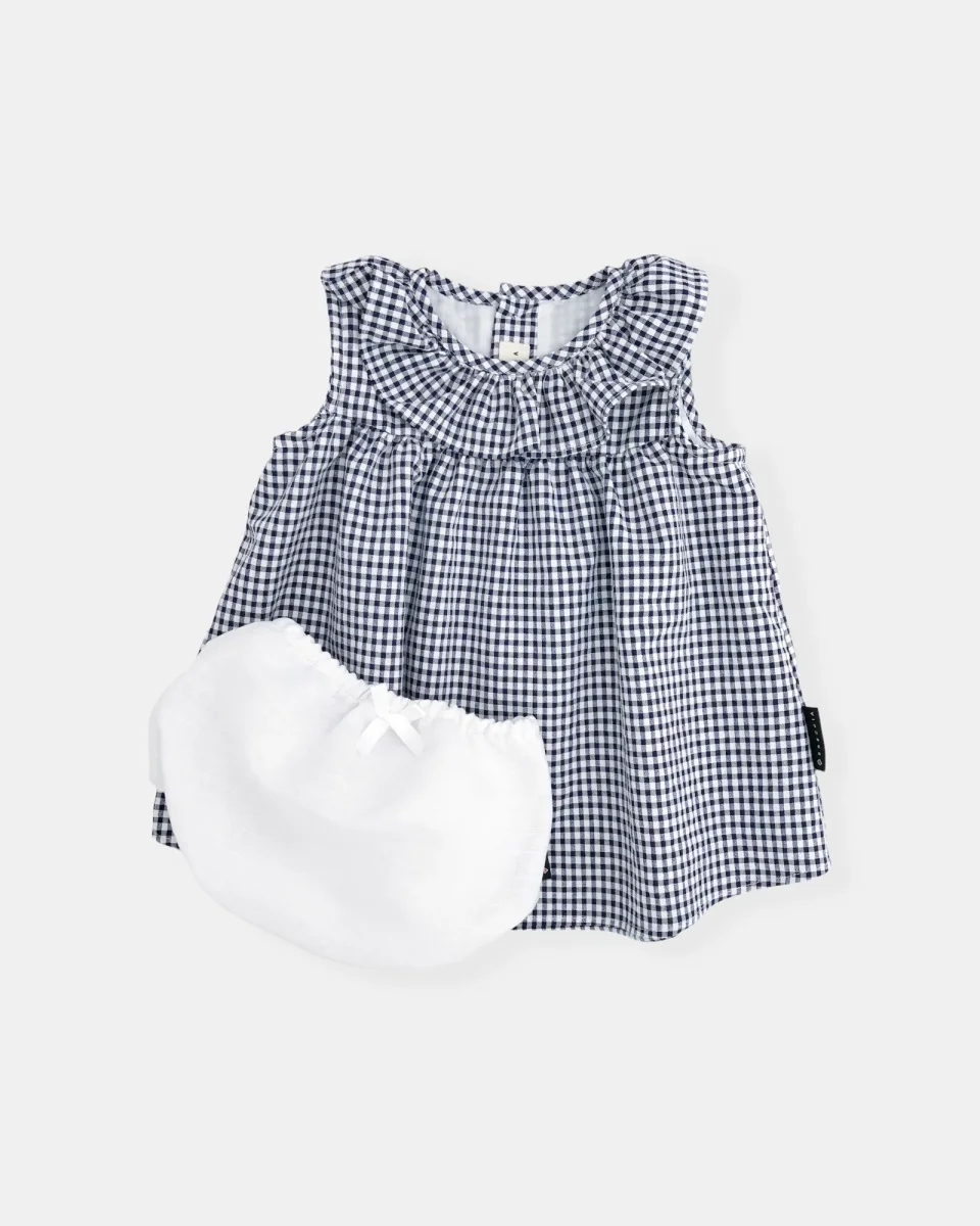 Vestido tirantes vichy azul marino - Imagen 5