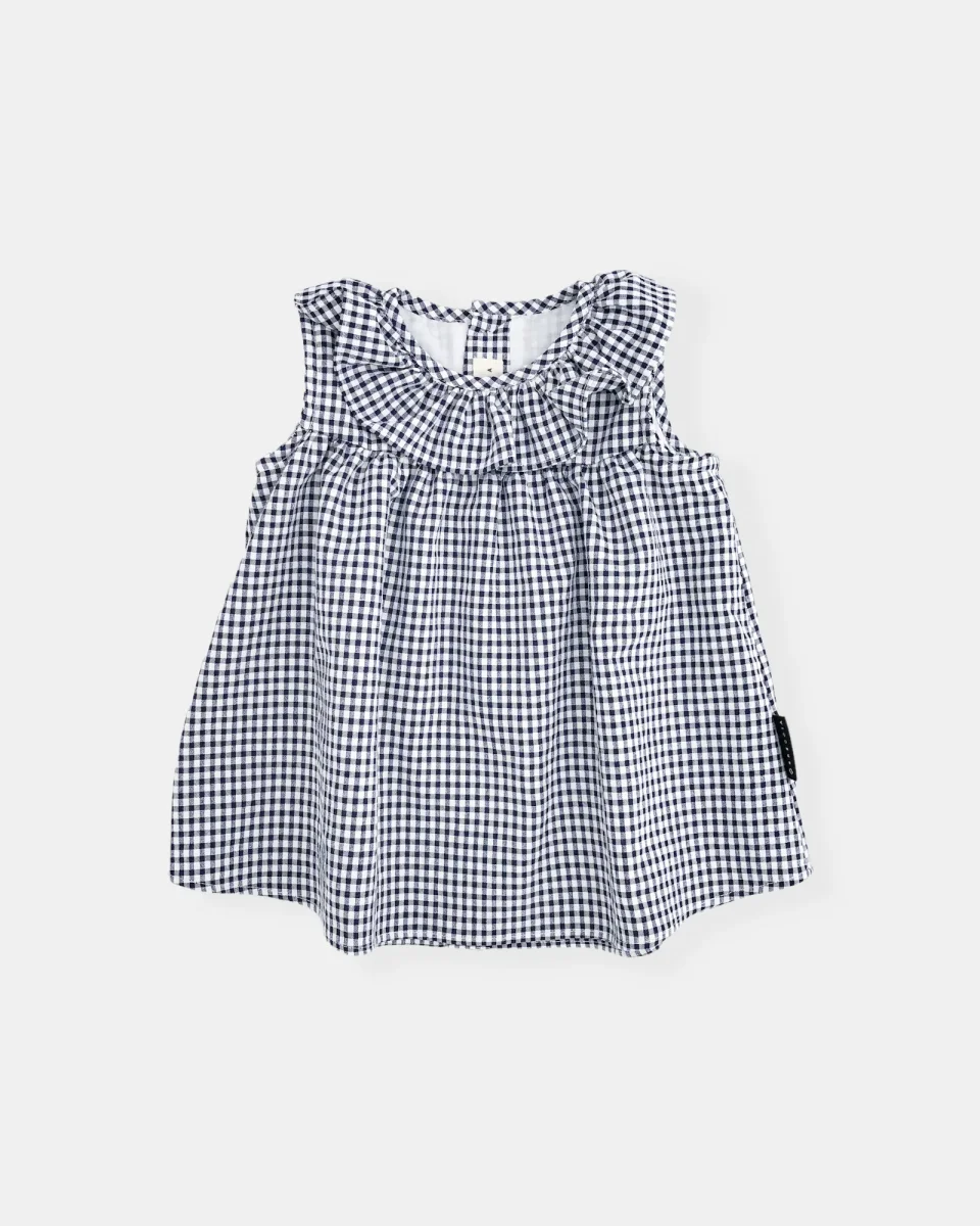 Vestido tirantes vichy azul marino - Imagen 3