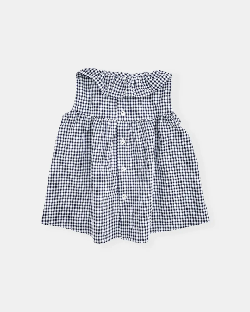 Vestido tirantes vichy azul marino - Imagen 4