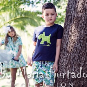 Camiseta azul puzzle niño