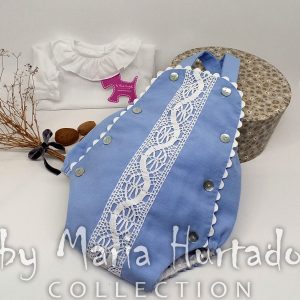 Conjunto peto celeste con encaje y camisa